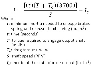 Brake engagement inertia equation Wrap-spring inertia brake engagement